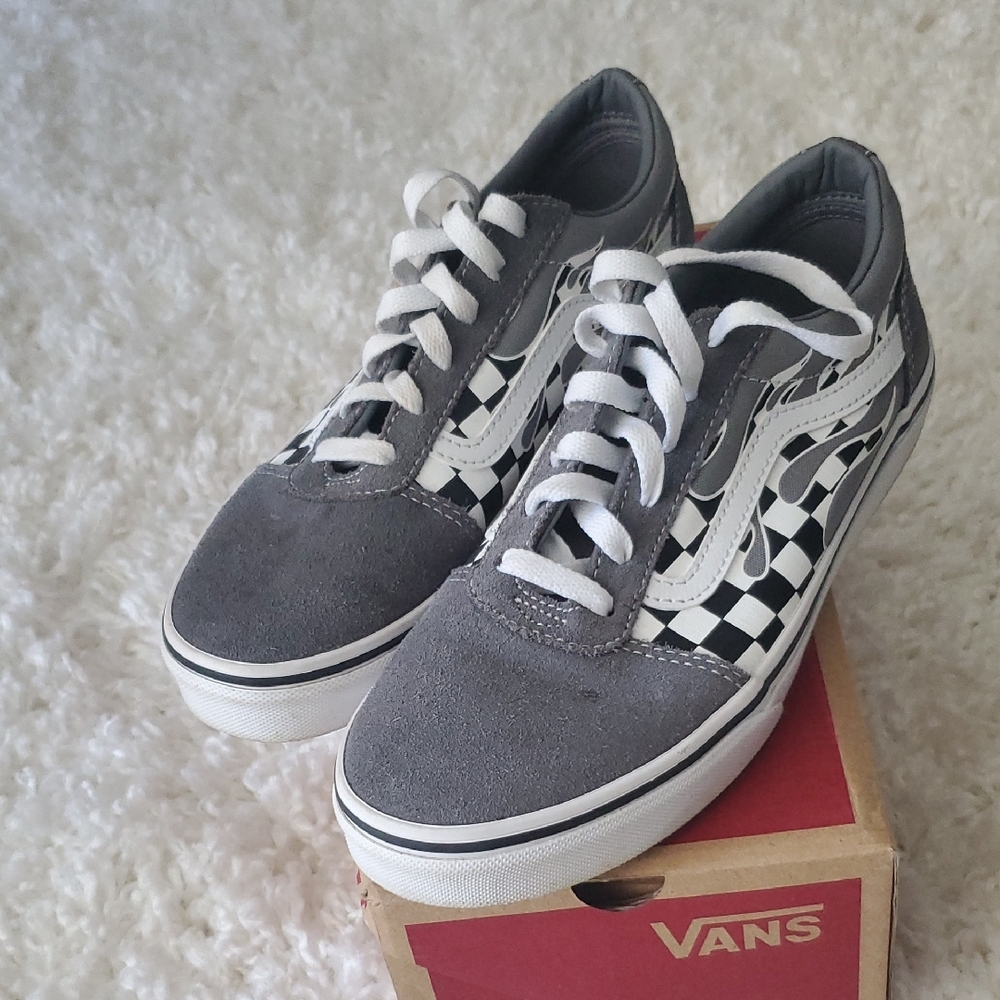 Vans Gray and Black Checkered Sneakers